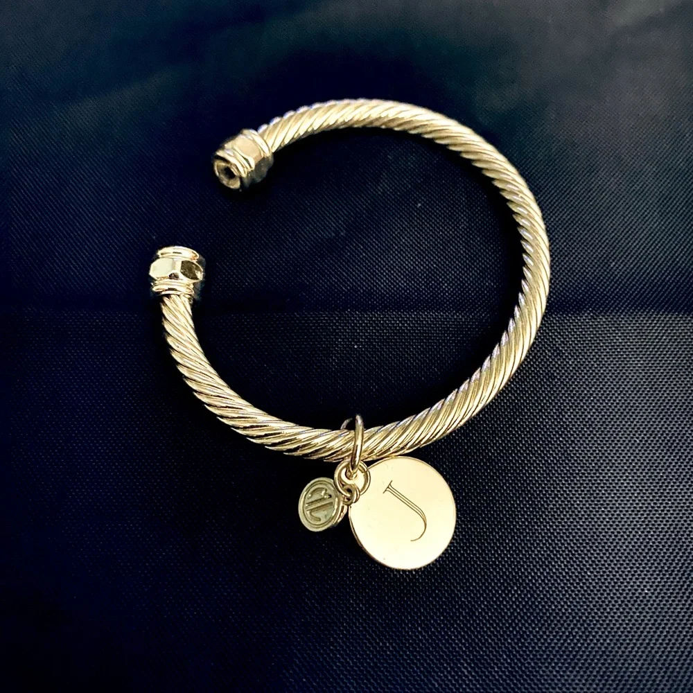 MARLEYLILLY Monogrammed “J” Silver Cable Bracelet - Picture 2 of 9